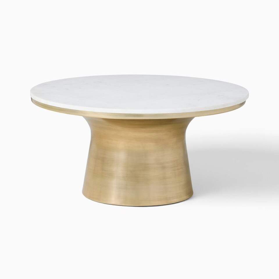 MarbleTopped Pedestal Coffee Table (77 cm) West Elm Australia